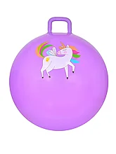 Мяч с ручкой 65 см фиолетовый с Единорогом Фиолетовый