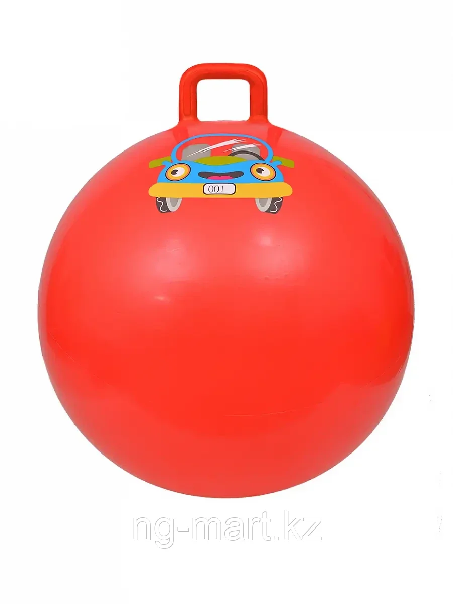 Мяч с ручкой 65 см красный с Машиной Красный
