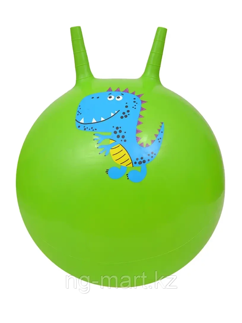 Мяч с рожками 65 см зеленый с Динозавром Зеленый