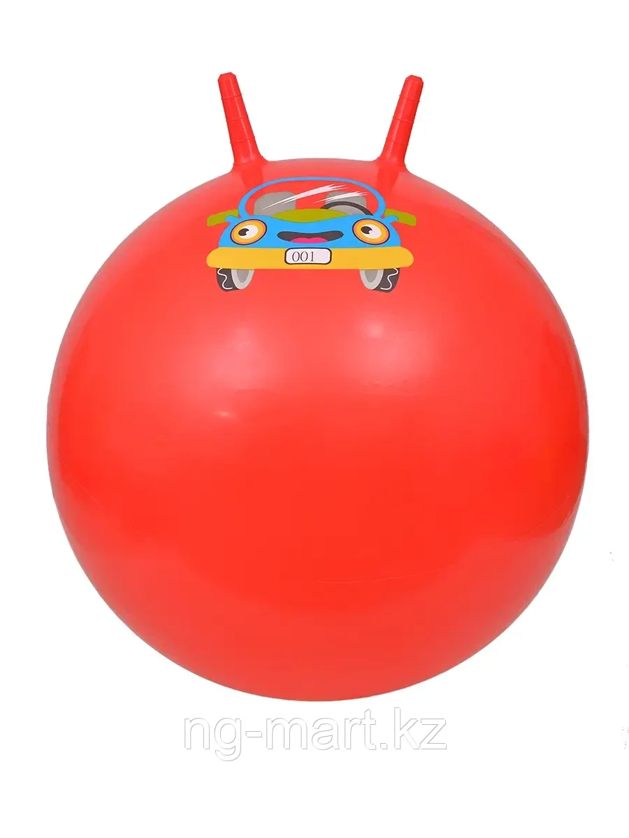 Мяч с рожками 65 см красный с Машиной Красный