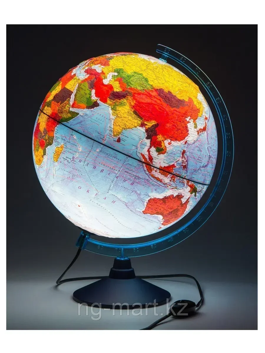 Глобус Земли физико-политический с подсветкой рельефный 32 см Ке013200233 - фото 2 - id-p96761352