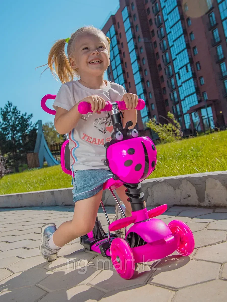 Самокат детский 3-х колесный RUSH ACTION розовый - фото 7 - id-p96756723