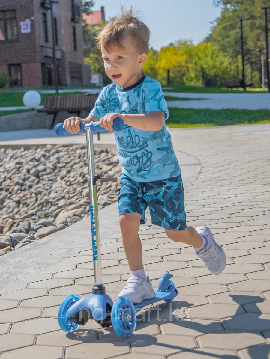 Самокат детский 3-х колесный RUSH ACTION голубой - фото 7 - id-p96756732