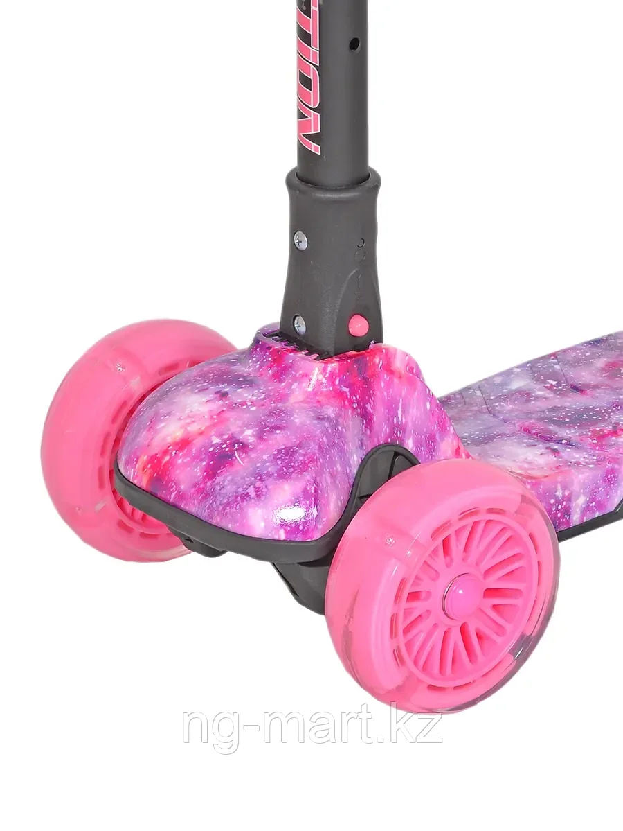 Самокат детский 3-х колесный складной RUSH ACTION розовый - фото 2 - id-p96756735