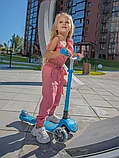 Самокат детский 3-х колесный RUSH ACTION голубой, фото 7