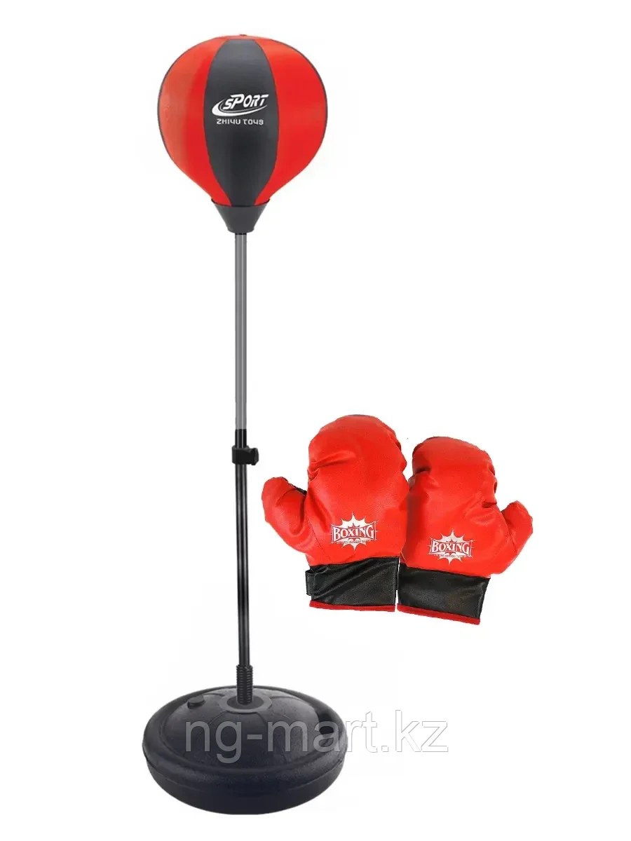 Набор для бокса Груша на стойке+перчатки D28см ZY1708 красный/черный - фото 1 - id-p96756921