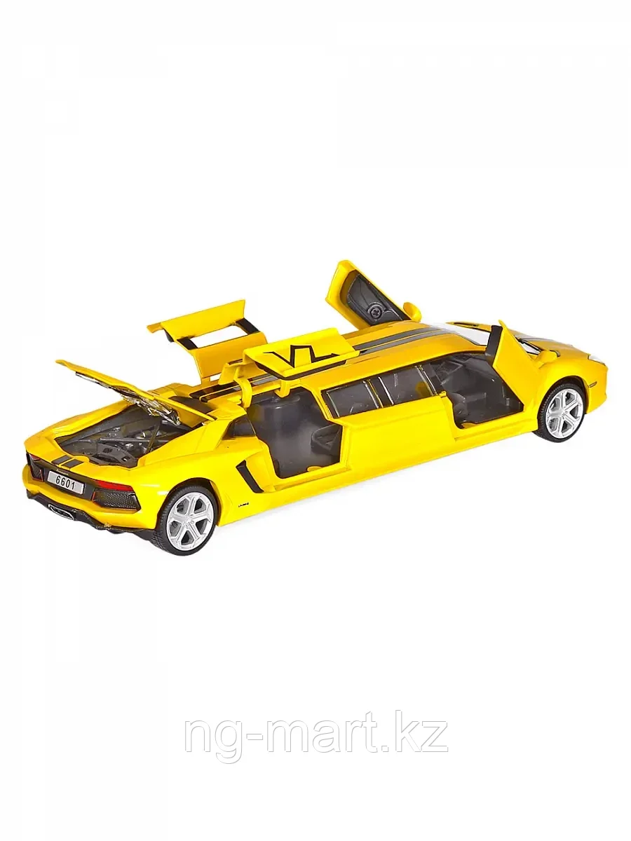 Модель машины Лимузин Lamborghini 1:32 (23см) свет,звук, инерция 6601 жёлтый - фото 2 - id-p96757820