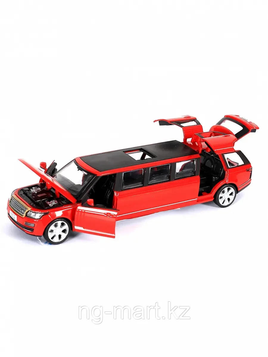 Модель машины Лимузин Range Rover 1:32 (23,5см) свет,звук, инерция 6602 красный - фото 2 - id-p96757835