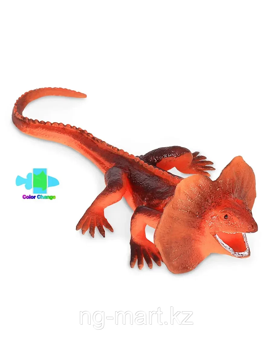Детская игрушка животного в виде ящерицы Плащеносной, меняющая цвет под водой W6328-71 "Я играю в зоопарк" - фото 1 - id-p96763743