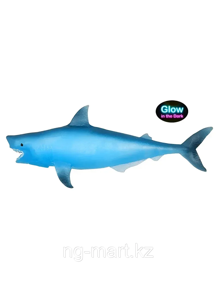 Детская игрушка животного в виде Акулы , светящаяся в темноте голубая W6328-3C "Я играю в зоопарк" - фото 1 - id-p96763747
