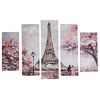 Модульная картина "Романтика Парижа" (2-23х52; 2-24х70; 1-24х80) 120х80см