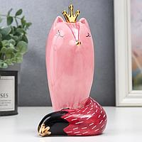 Сувенир керамика "Лисичка в короне" розовый 15,8х9х9,5 см