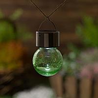 Фонарь садовый на солнечной батарее "Лампочка Зеленая", 60 х 90 мм, 1 led, стекло