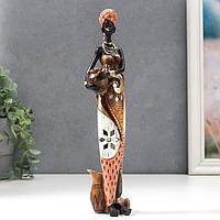 Сувенир полистоун "Африканка с кувшином, цветное платье" 31х7х8,5 см