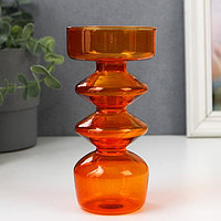 Подсвечник стекло на 1 свечу "Фигурный" оранж 14,5х7х7 см
