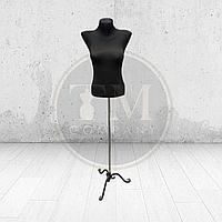 Швейный Женский манекен, выставочный, чёрный на кованной ножке