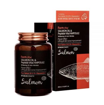 Омолаживающая ампульная сыворотка с маслом лосося FarmStay Salmon Oil & Peptide Vital Ampoule, 250мл., фото 2