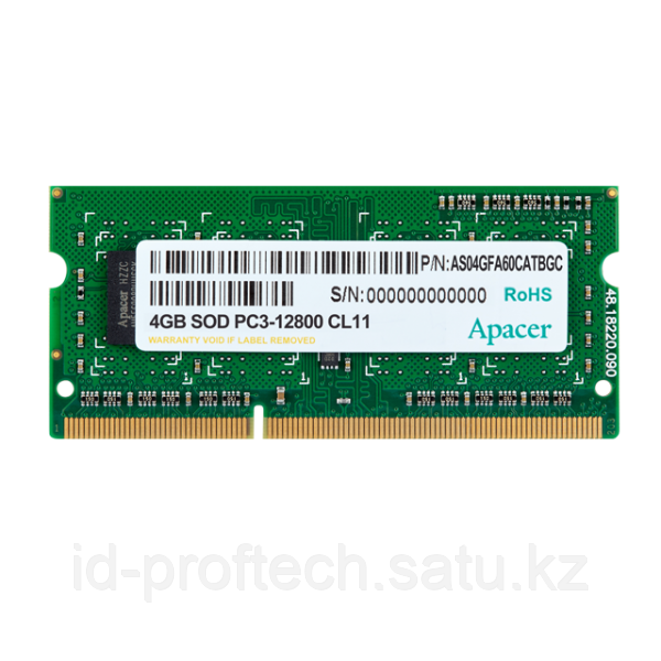 Модуль памяти для ноутбука, Apacer,DS.04G2K.KAM, DDR3, 4 GB, SO-DIMM 1600MHz, CL11 - фото 1 - id-p96849384