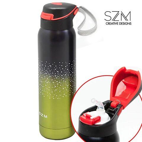Термос с трубочкой-поилкой и откидной крышкой на ремешке Good Bottle SZM (Зеленый / 350 мл) - фото 1 - id-p96850678