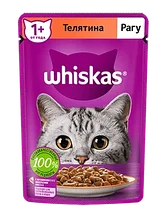 Whiskas, Вискас рагу с телятиной, влажный корм для кошек, пауч 28шт.*75 гр.