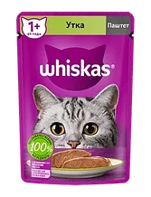 Whiskas, Вискас паштет с уткой, влажный корм для кошек, пауч 24шт.*75 гр.