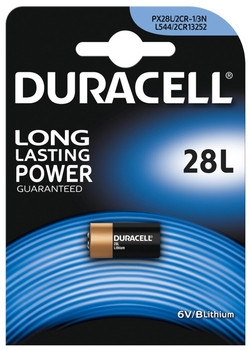 Батарейка Duracell 28L 6V (2CR-1, 3N) (литиевая), 1 шт в блистерной упаковке