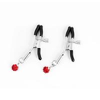 Зажимы для сосков со стразами NoTabu красные