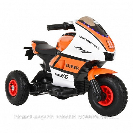 PITUSO Электромотоцикл 5188,6V/4Ah*2, возд.колеса, 85*37*43см,White-orange/Бело-оранжевый