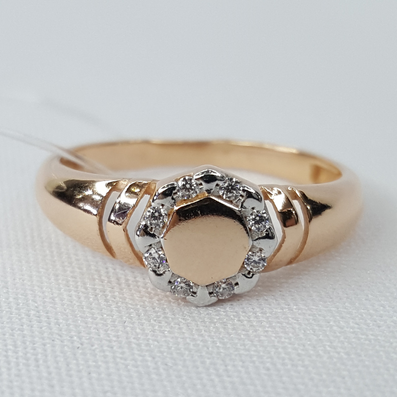 Кольцо серебряное классическое Фианит Aquamarine 68771А.6 серебро с позолотой