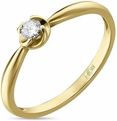Кольцо ЛУКАС R01-D-SOL16-010-G3 17.5 1.31 г золото, бриллиант