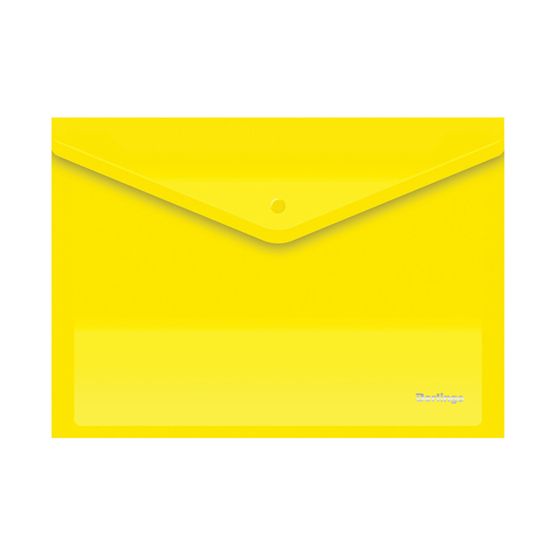 Папка-конверт на кнопке Berlingo, А4, 0,18 мм, желтая