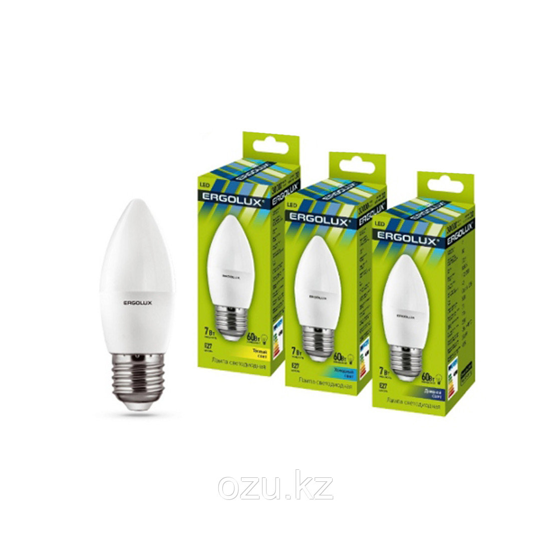 Эл. лампа светодиодная Ergolux LED-C35-7W-E27-6K, Дневной