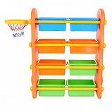 EDU-PLAY Стеллаж 3в1 для игрушек с ящиками+баскетбольное кольцо (84х43х106h см), фото 3