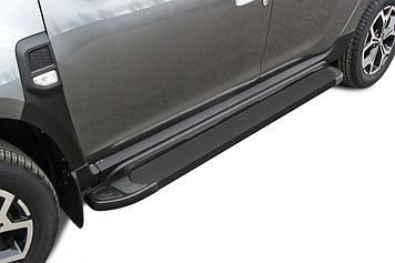 Пороги алюминиевые "Optima Black" 1700 черные Renault Duster (2021)
