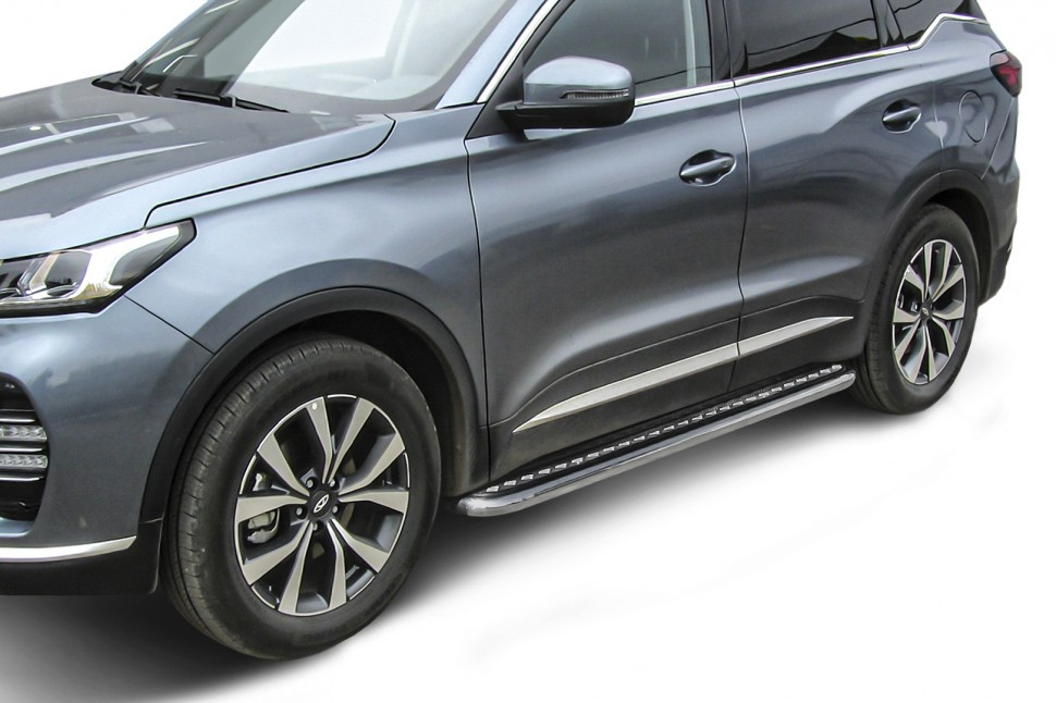 Защита порогов d57 с листом усиленная Chery Tiggo 7 Pro (2020-2022)