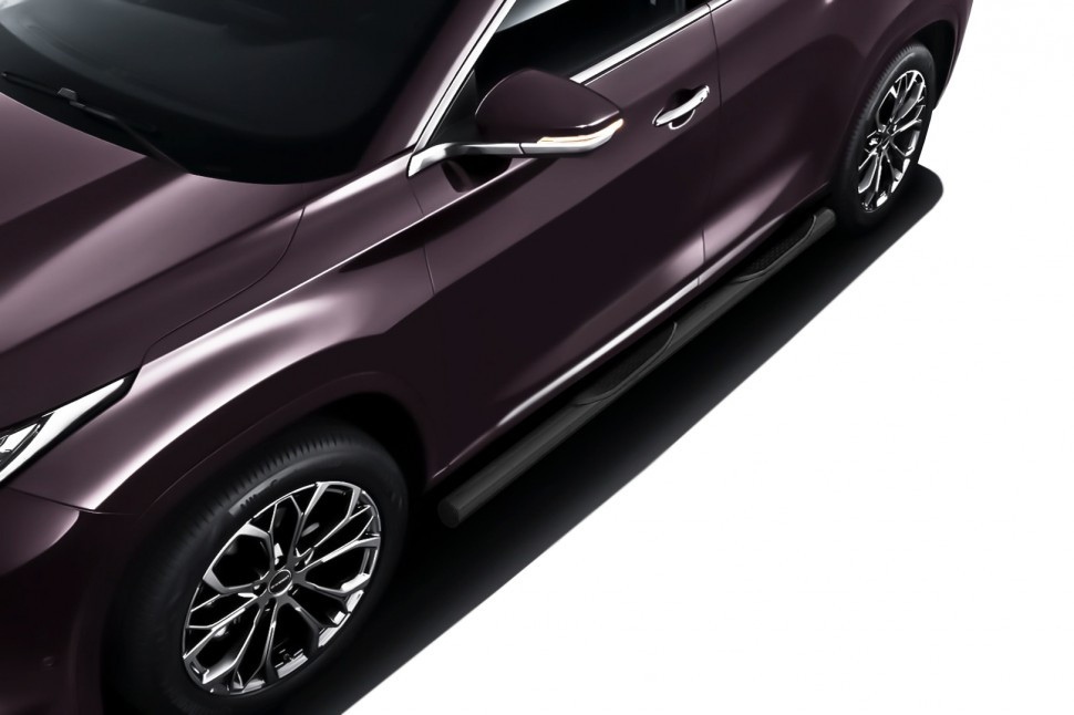 Защита порогов d76 с проступями черная Chery Exeed TXL (2021-2022)