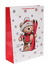 Пакет новогодний 55х40х15см Медвежонок с лыжами YM-169