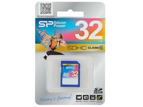 Карта памяти SDHC SILICON POWER 32 ГБ, Class 10, SP032GBSDH010V10, 1 шт.