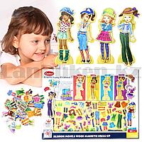 Игровой набор Onshine деревянные фигуры на магнитах Модные девочки с гардеробом 69 деталей