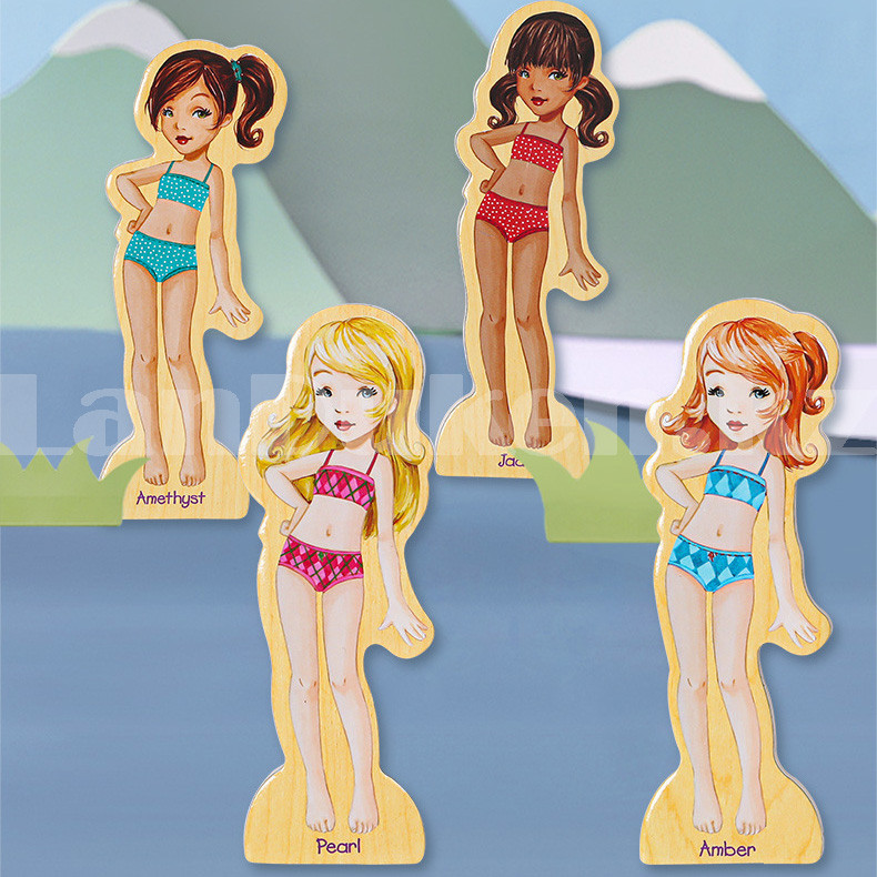 Игровой набор Onshine деревянные фигуры на магнитах Модные девочки с гардеробом 69 деталей - фото 5 - id-p96964014