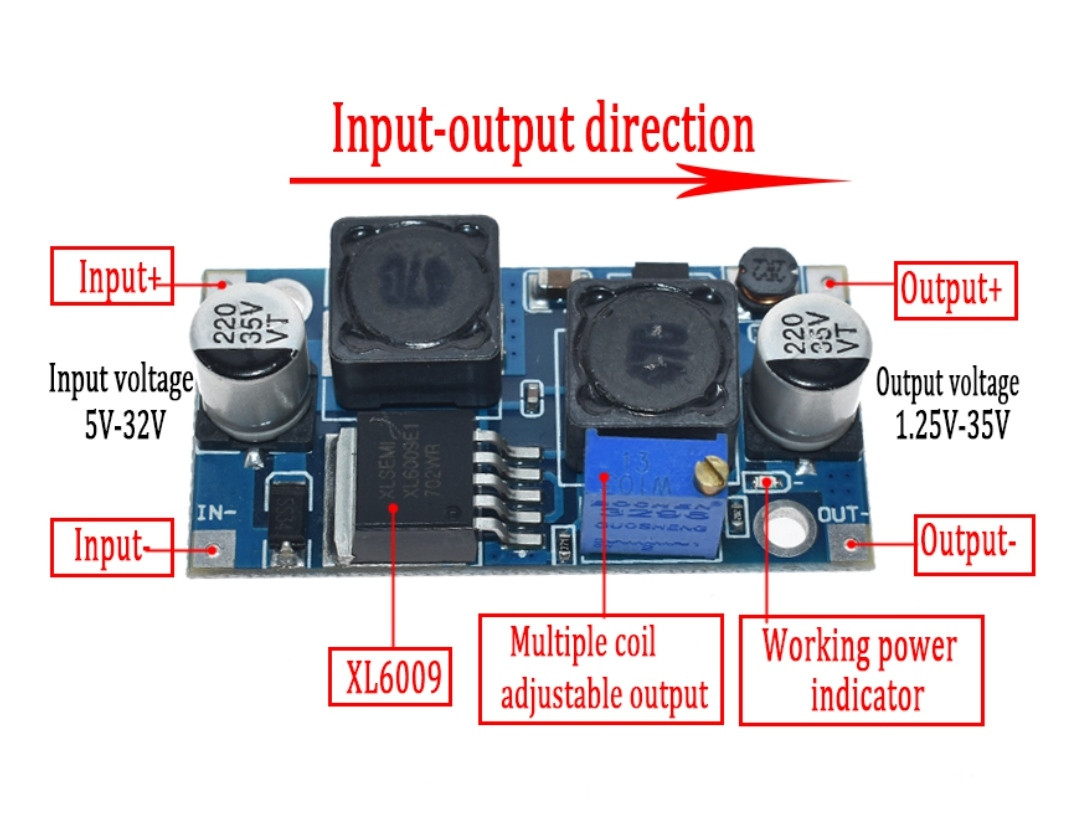 Модуль DC-DC регулируемый 5-32В до 1,2-35В до 4А макс XL6009 blue automatic voltage повышающий/понижающий - фото 2 - id-p96970003