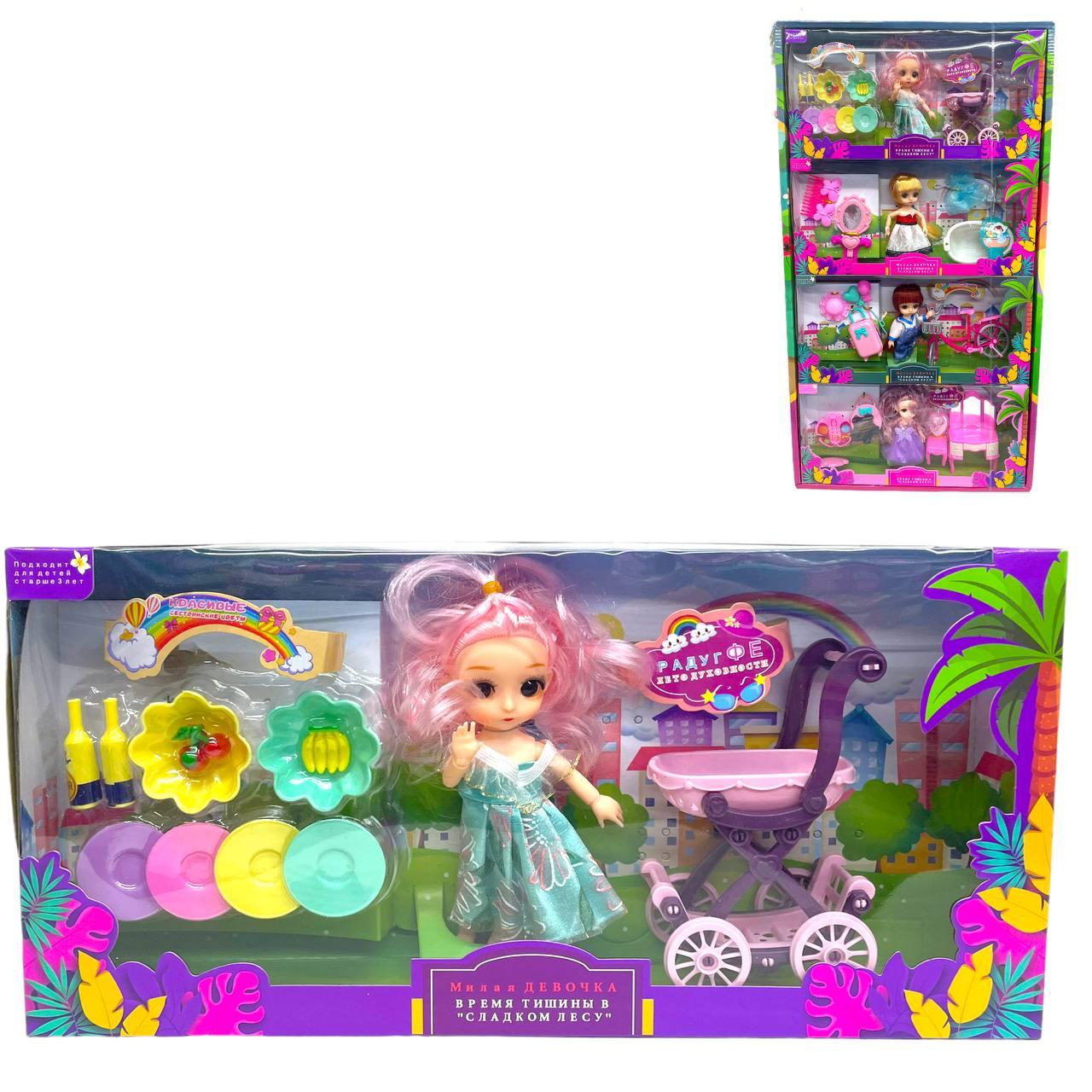 D17-1826 Кукла с коляской и посудой 38*18см, фото 1