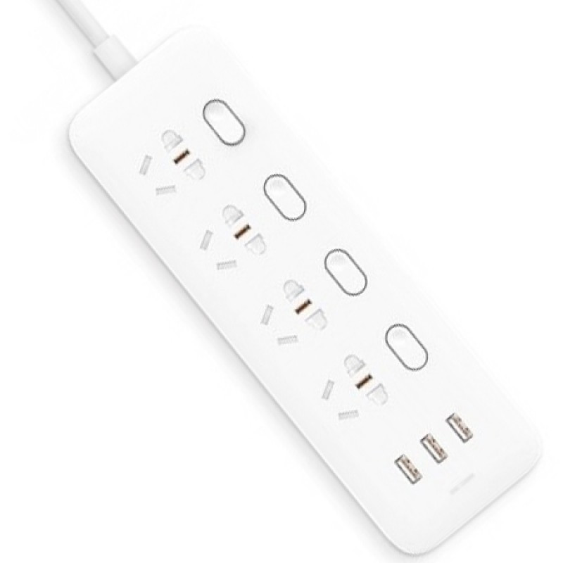 Удлинитель Xiaomi Mi Power Strip 4 розетки и 3 USB порта White (MJSWSKCXB-01QM) Арт.6954 - фото 1 - id-p96985227