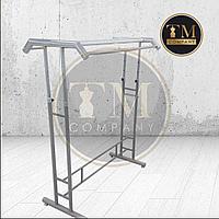 Стойка Напольная, Двойной Серый, для магазина одежды 2-х рядное