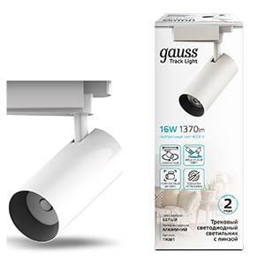 TR081 Светильник трековый Gauss цилиндр 16W 1680Lm 4000K IP20 65*206мм белый линза 36° /79638/