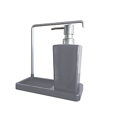 LUNA Диспенсер (серый) для моющего средства объёмом 420 мл с вращающейся вешалкой для тряпки **