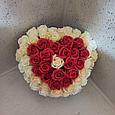 Мыльные розы в коробке "сердце", 57 мыльных роз, фото 5