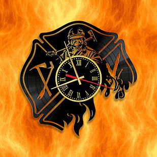 Настенные часы Пожарная Пожарник, подарок фанатам, любителям, 2938
