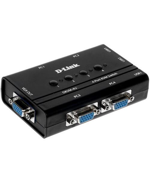 D-Link DKVM-4U/C2A 4-порт переключатель KVM с портами USB /черный