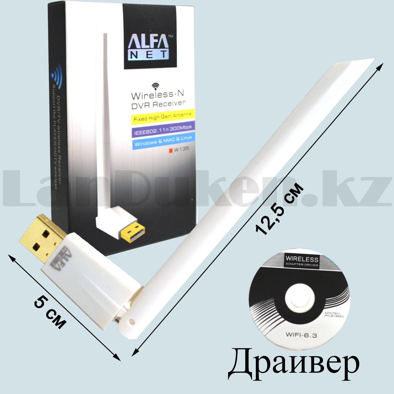 Беспроводной USB Wi-Fi адаптер ALFA Net W135 белый - фото 2 - id-p97013326